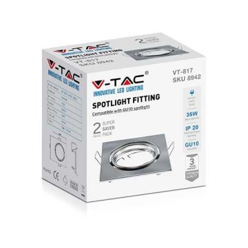 V-TAC VT-817 Portafaretti da incasso orientabile quadrato metallo nickel satinato per lampadine GU10-GU5.3 - sku 8942