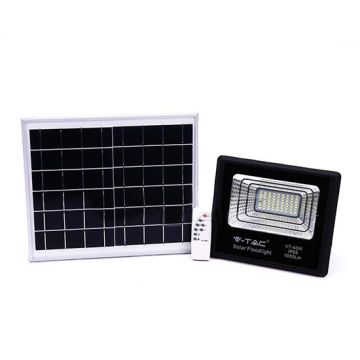 V-TAC VT-40W Faro led 40W autoalimentato nero con pannello 16W solare e telecomando 6000K IP65 – sku 94008