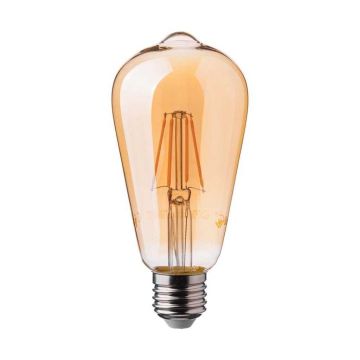 V-Tac VT-1966 Lampadina vintage LED 6W E27 filamento ST64 luce bianco caldo 2200K effetto ambrato - 214362