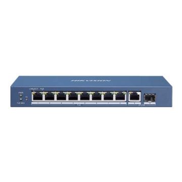 Hikvision DS-3E0510P-E Switch di rete 8 Porte Gigabit PoE + 1 Porta Gigabit 1000Mbps + 1 Porta Gigabit SFP 120W non gestionabile