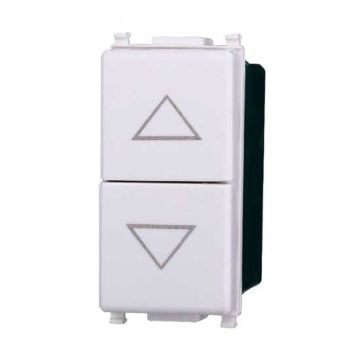 Pulsante doppio 1P+1P NO saliscendi compatibile Vimar Plana colore bianco Ettroit EV1202
