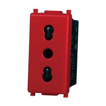 Presa bipasso compatibile Vimar Plana 2P+T 10/16A 250V colore rosso Ettroit EV2016