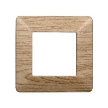 Placca compatibile Vimar Plana 2 moduli plastica colore legno scuro Ettroit EV83205