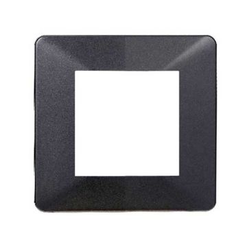 Placca compatibile Vimar Plana 2 moduli plastica colore acciaio scuro Ettroit EV83207