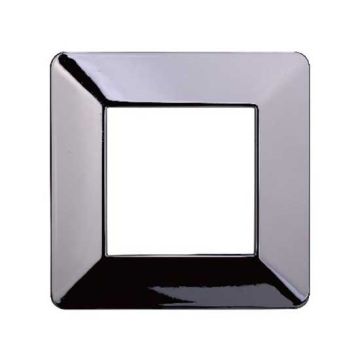 Placca compatibile Vimar Plana 2 moduli plastica colore cromato lucido Ettroit EV83213