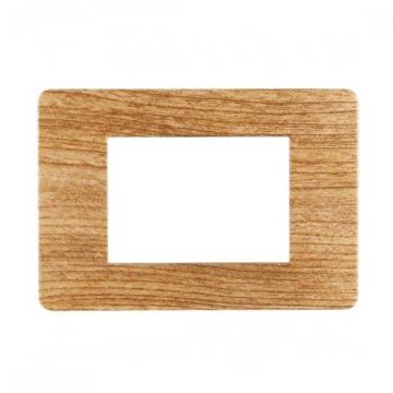 Placca compatibile Vimar Plana 3 moduli plastica colore legno scuro Ettroit EV83305