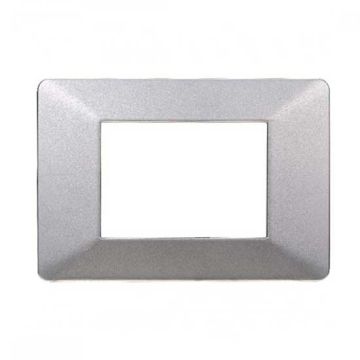 Placca compatibile Vimar Plana 3 moduli plastica colore argento Ettroit EV83306
