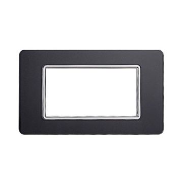 Placca compatibile Vimar Plana 4 moduli vetro colore acciaio scuro Ettroit EV84410