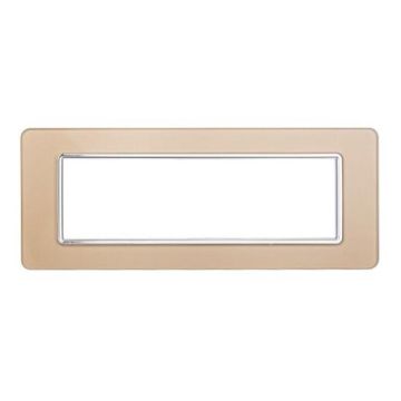 Placca compatibile Vimar Plana 7 moduli vetro colore oro Ettroit EV84611