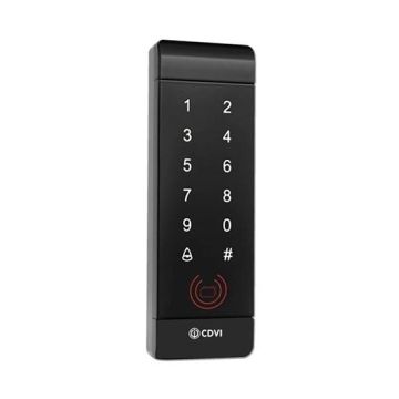 CDVI KEYPAD100 Tastiera Touch Retro-illuminata stand-alone controllo accessi + lettore badge Mifare 13,56Mhz colore nero PVC IP20