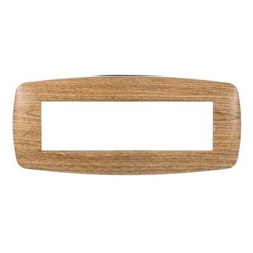 Placca compatibile Bticino Livinglight 7 moduli plastica slim colore legno scuro