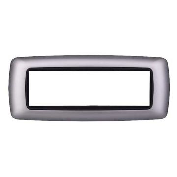 Placca compatibile Bticino Livinglight 7 moduli plastica bombata colore argento