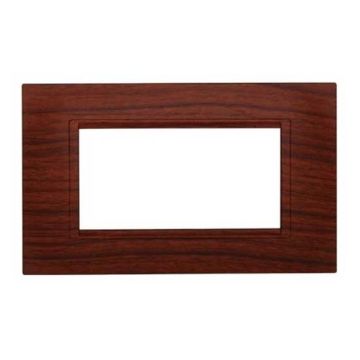 Placca compatibile Bticino Livinglight 4 moduli plastica quadrata colore radica