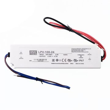 Alimentatore switching 100.8W 24Vdc 4.2A singola uscita custodia Waterproof IP67 Mean Well LPV-100-24