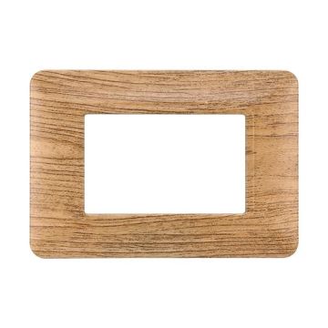 Placca compatibile Bticino Matix 3 moduli plastica colore legno scuro