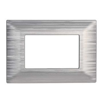 Placca compatibile Bticino Matix 3 moduli plastica colore argento satinato