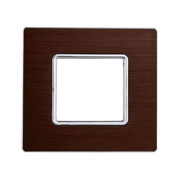 Placca compatibile Bticino Matix 2 moduli alluminio colore bronzo satinato