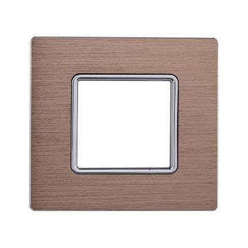 Placca compatibile Bticino Matix 2 moduli alluminio colore oro satinato