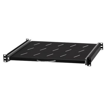 Scaffale estraibile 350mm 1U con maniglia per armadio Rack 19" Nero RAL9005 fornito di viti di montaggio