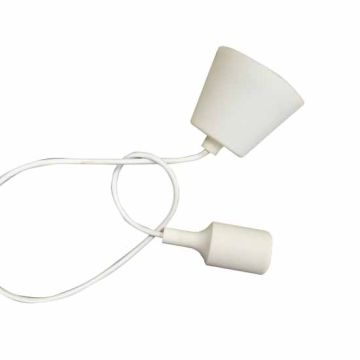 Portalampada decorativo pendente 1MT in silicone attacco E27 - Mod. VT-7228 SKU 3477 - Bianco