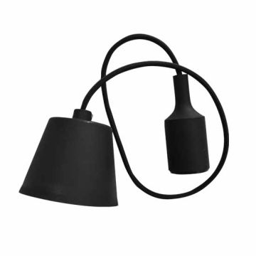 Portalampada decorativo pendente 1MT in silicone attacco E27 - Mod. VT-7228 SKU 3478 - Nero