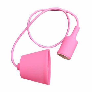 Portalampada decorativo pendente 1MT in silicone attacco E27 - Mod. VT-7228 SKU 3479 - Rosa