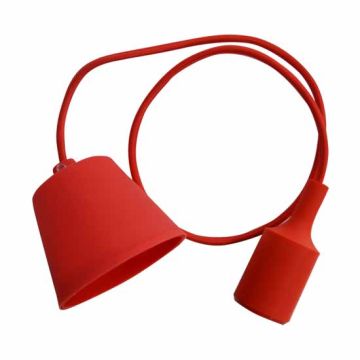 Portalampada decorativo pendente 1MT in silicone attacco E27 - Mod. VT-7228 SKU 3480 - Rosso