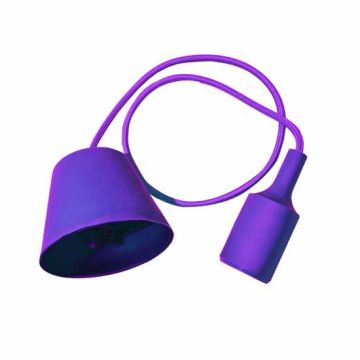 Portalampada decorativo pendente 1MT in silicone attacco E27- Mod. VT-7228 SKU 3483 - Viola