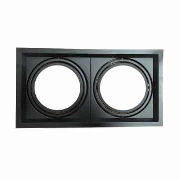 Portafaretto incasso alluminio quadrato orientabile 2xAR111 Mod. VT-7222-Nero