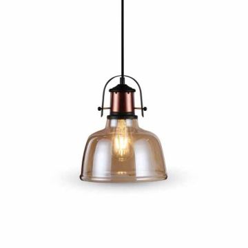 V-TAC VT-7220 Lampadario led Vintage industriale 1MT E27 Elegant Ф220mm metallo e vetro ambrato