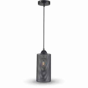 V-TAC Lampadario Portalampada 1MT E27 Ф130mm - Metallo traforato nero - Mod VT-7132 - SKU 3828