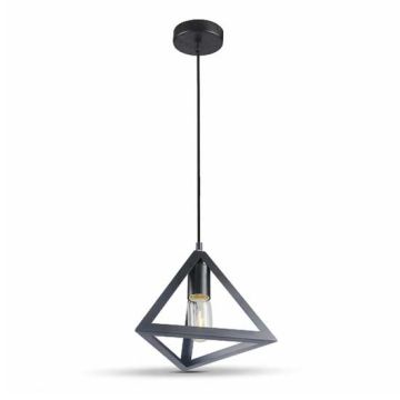 Lampadario Portalampada triangolare 1MT E27 Ф250mm - Mod. VT-7141-Nero