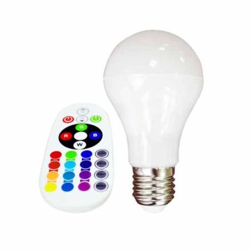 Lampada LED SMD 6W 200° 470LM A60 RGB+W 6400K con telecomando