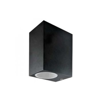 V-TAC VT-7652 Portalampada led da parete in alluminio satinato quadrato Nero da muro 2xGU10 IP44 sku 7511